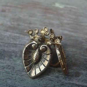 Antique sacred heart earrings screw back juicy couture style antique clip ons